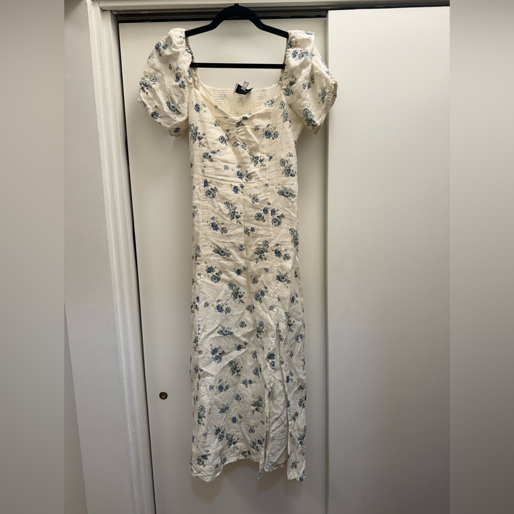 &other stories linen floral dress, size 6